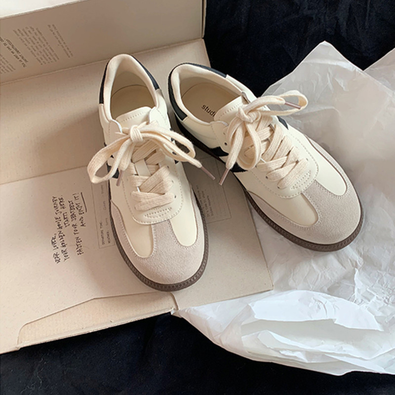百搭拼色厚底真皮休閒鞋 女 35-40