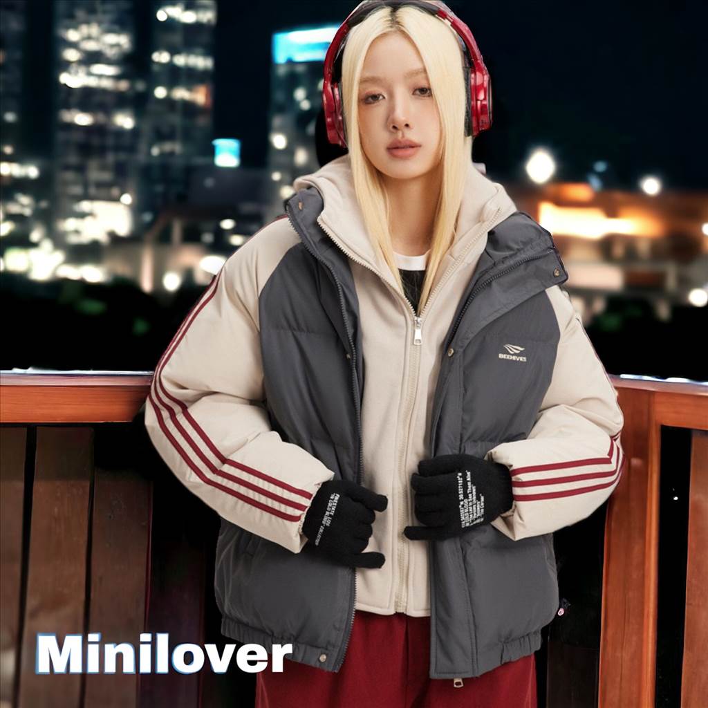 新款保暖假二件休閒寬鬆外套-灰 minilover