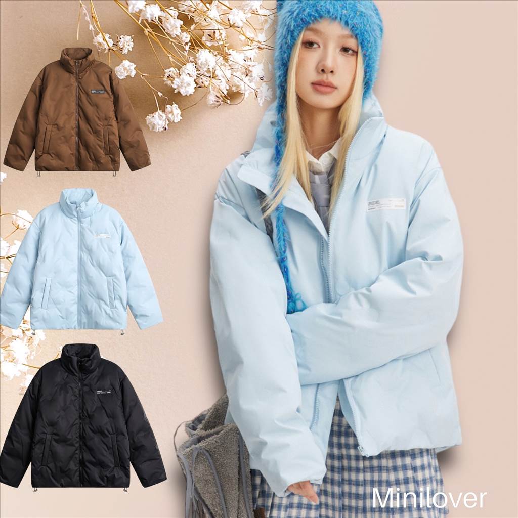 保暖立領羽絨美式風格外套-男女可穿 M-2XL